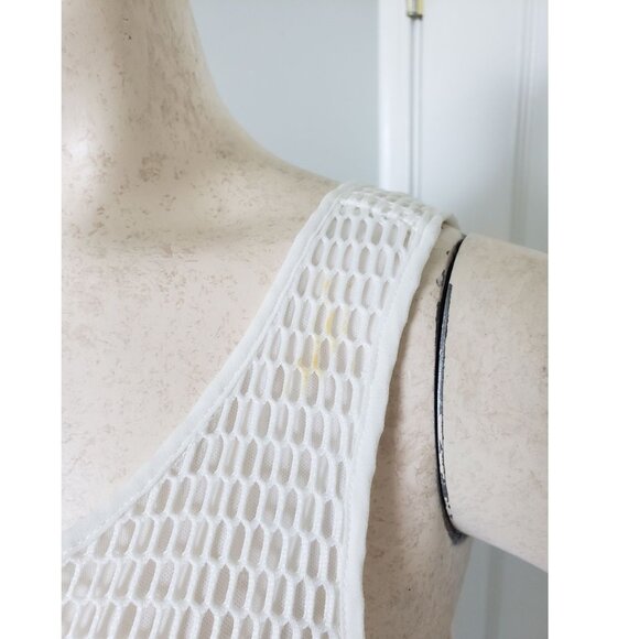 White Lined Fish Net Puff Skirt Tank top dress - Picture 6 of 8